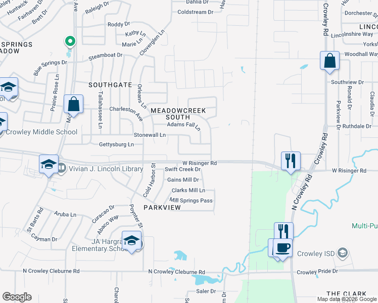 map of restaurants, bars, coffee shops, grocery stores, and more near 2549 Stonewall Lane in Fort Worth