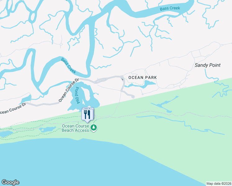 map of restaurants, bars, coffee shops, grocery stores, and more near 1000 Ocean Course Drive in Kiawah Island