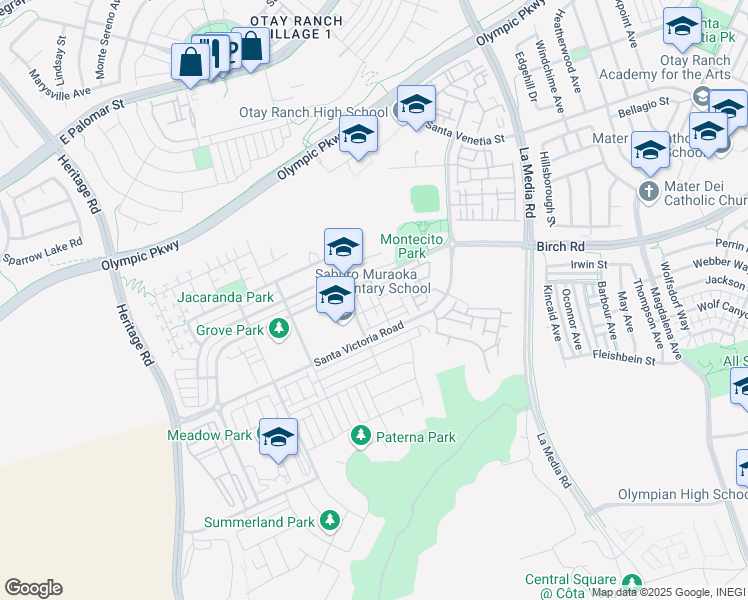 map of restaurants, bars, coffee shops, grocery stores, and more near 1614 Sanderling Avenue in Chula Vista