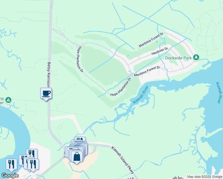 map of restaurants, bars, coffee shops, grocery stores, and more near 3109 Mayfair Lane in Johns Island