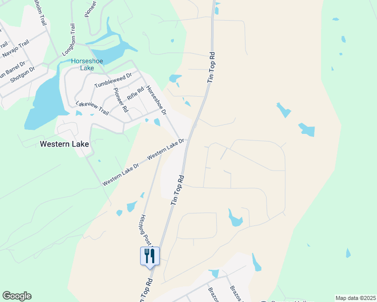 map of restaurants, bars, coffee shops, grocery stores, and more near 5013 Tin Top Road in Weatherford