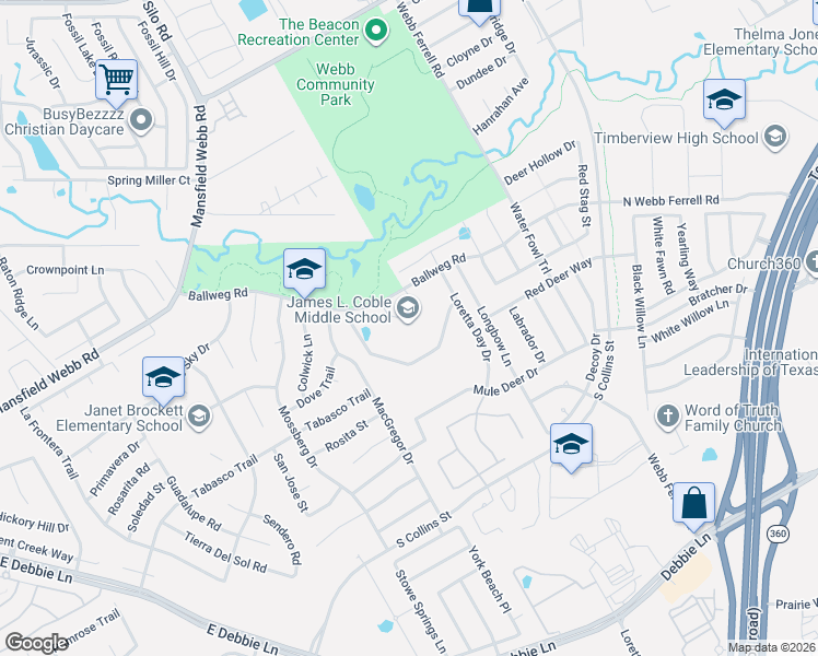 map of restaurants, bars, coffee shops, grocery stores, and more near 1200 Ballweg Road in Arlington