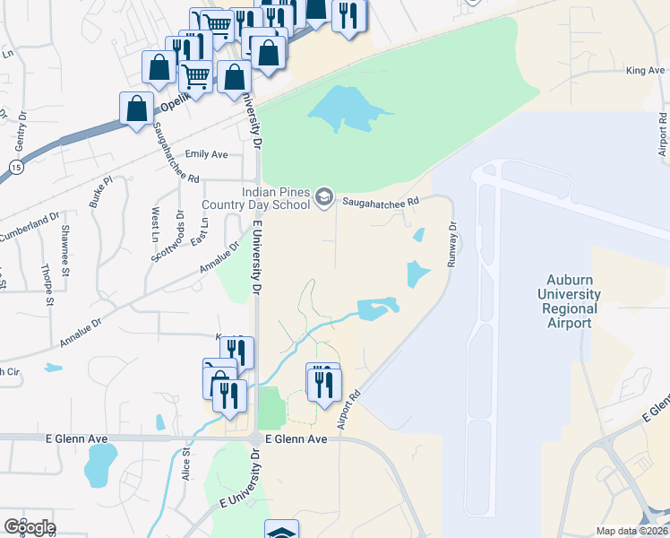 map of restaurants, bars, coffee shops, grocery stores, and more near 601 Anders Court in Auburn
