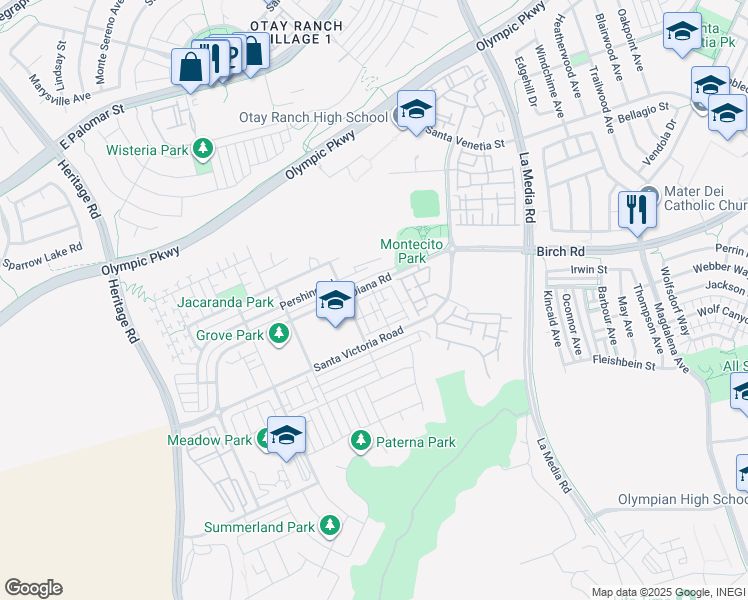 map of restaurants, bars, coffee shops, grocery stores, and more near 1627 Dunlin Avenue in Chula Vista