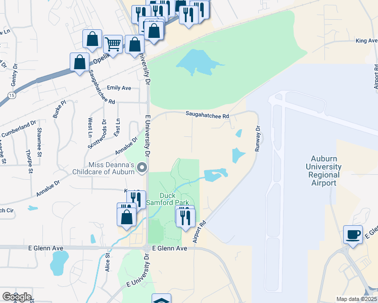 map of restaurants, bars, coffee shops, grocery stores, and more near 629 Anders Court in Auburn