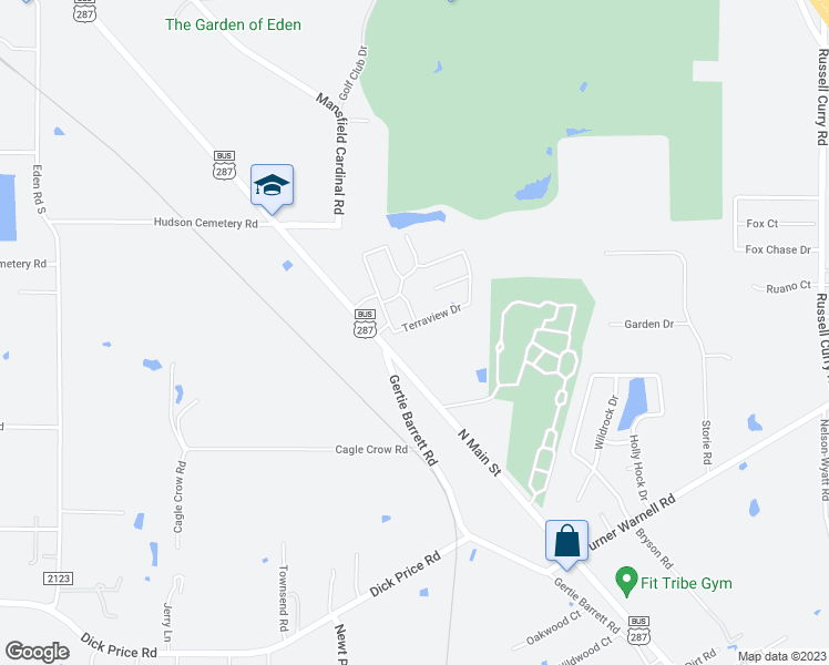 map of restaurants, bars, coffee shops, grocery stores, and more near 8001 Mansfield Highway in Kennedale