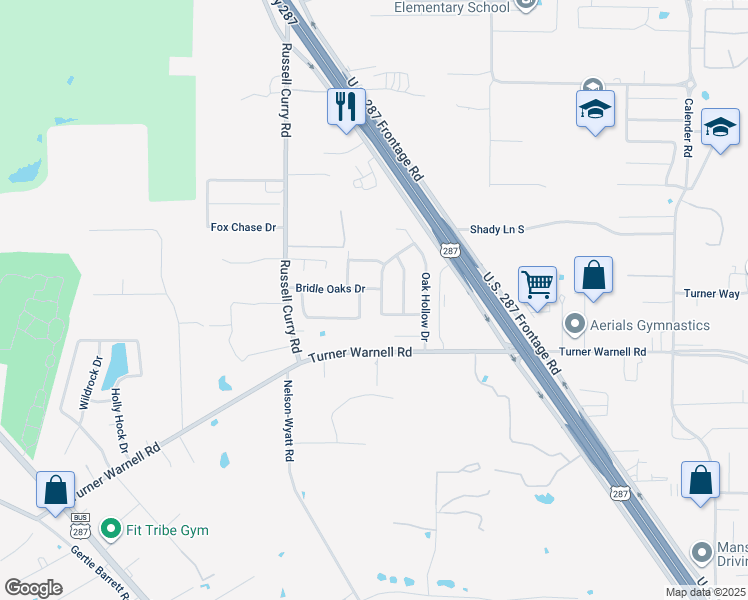 map of restaurants, bars, coffee shops, grocery stores, and more near 8110 Saddle Oak Drive in Arlington