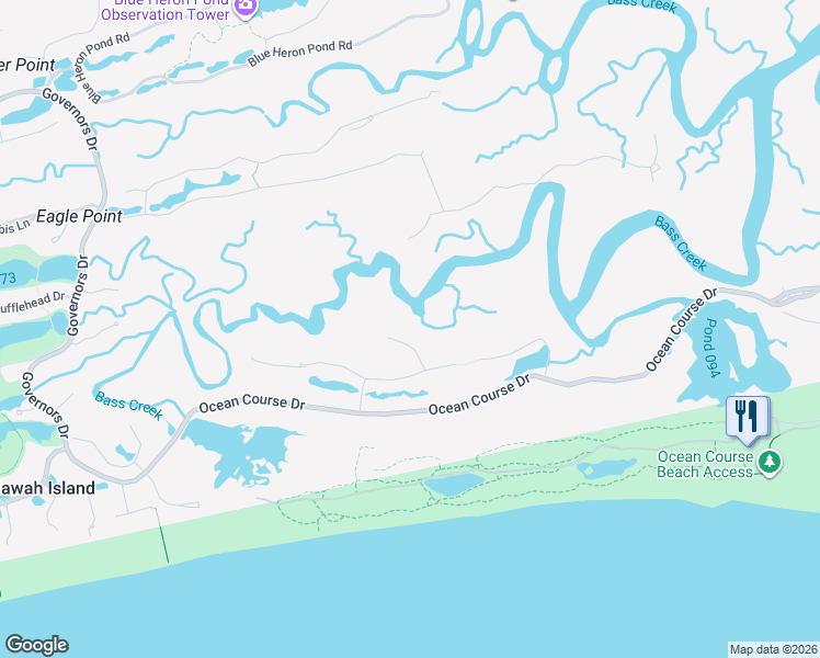 map of restaurants, bars, coffee shops, grocery stores, and more near 83 Savanna Point in Kiawah Island