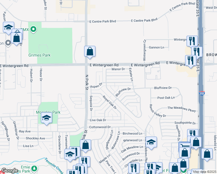 map of restaurants, bars, coffee shops, grocery stores, and more near 1324 Essex Drive in DeSoto