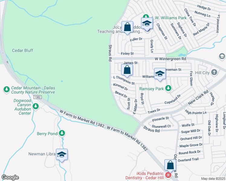 map of restaurants, bars, coffee shops, grocery stores, and more near 444 Beard Drive in Cedar Hill