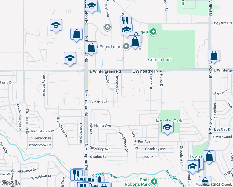 map of restaurants, bars, coffee shops, grocery stores, and more near 1417 Deborah Avenue in DeSoto