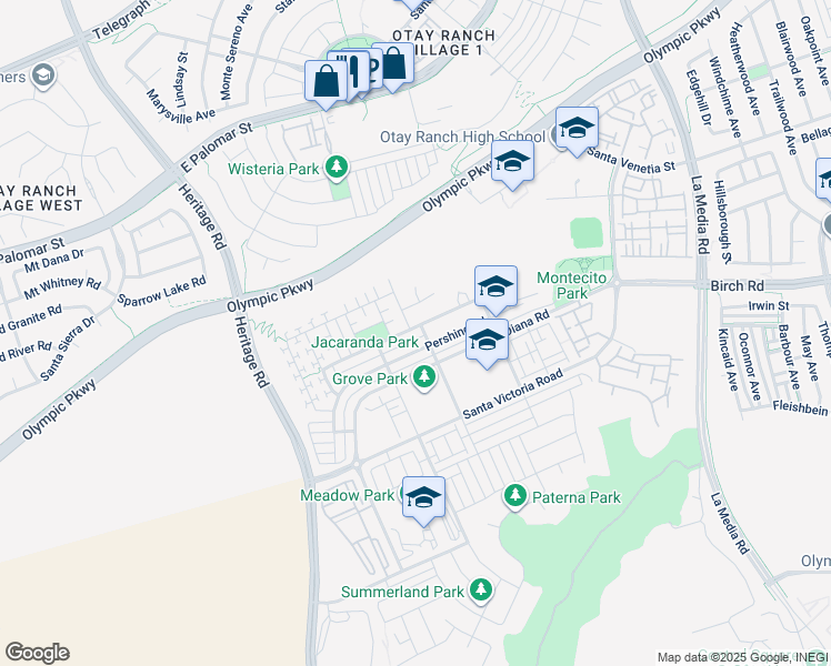 map of restaurants, bars, coffee shops, grocery stores, and more near 1414 Carpinteria Street in Chula Vista