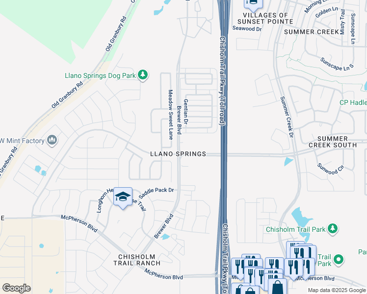 map of restaurants, bars, coffee shops, grocery stores, and more near 8533 Brewer Boulevard in Fort Worth