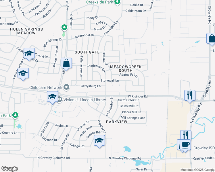 map of restaurants, bars, coffee shops, grocery stores, and more near 8617 Charleston Avenue in Fort Worth