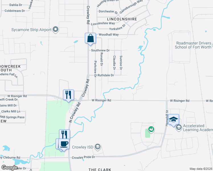 map of restaurants, bars, coffee shops, grocery stores, and more near 9533 Prairieview Drive in Fort Worth