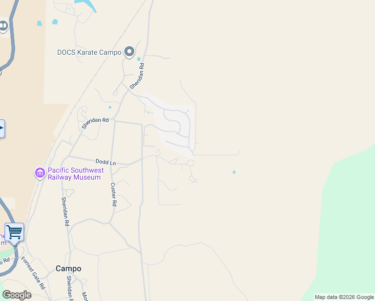 map of restaurants, bars, coffee shops, grocery stores, and more near 32432 Evening Primrose Trail in Campo