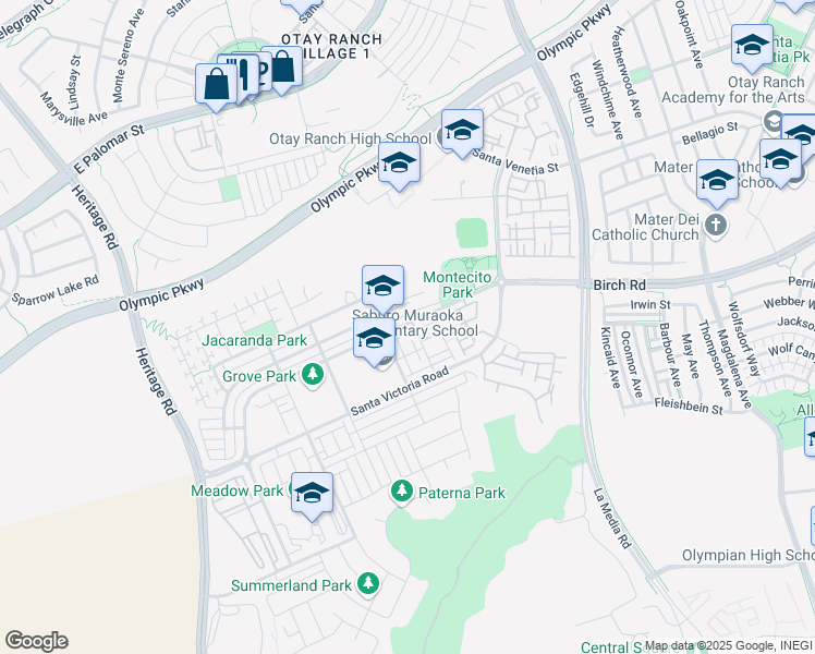 map of restaurants, bars, coffee shops, grocery stores, and more near 1426 Santa Diana Road in Chula Vista
