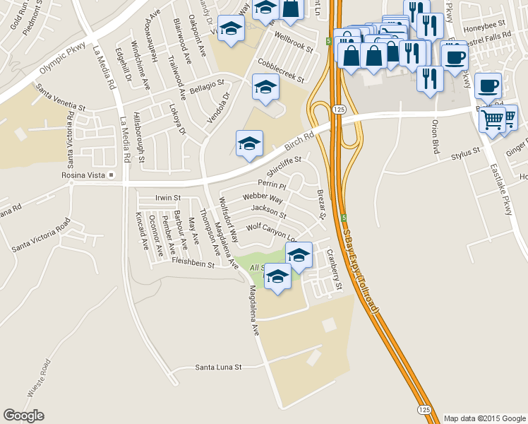 map of restaurants, bars, coffee shops, grocery stores, and more near 1744 Jackson Street in Chula Vista