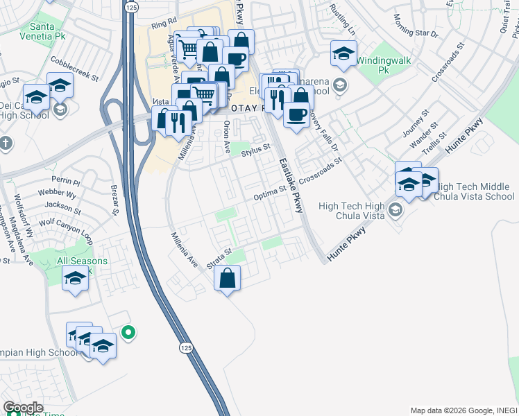 map of restaurants, bars, coffee shops, grocery stores, and more near 2049 Bravo Loop in Chula Vista