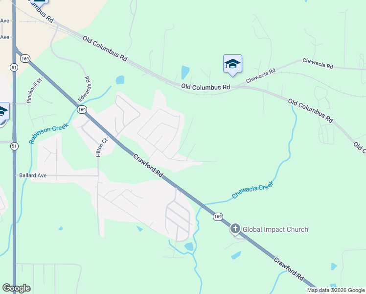 map of restaurants, bars, coffee shops, grocery stores, and more near 2898 Arlee Ave in Opelika