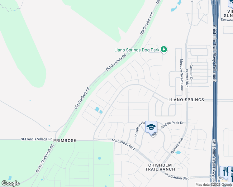 map of restaurants, bars, coffee shops, grocery stores, and more near 6521 Glenwick Drive in Fort Worth