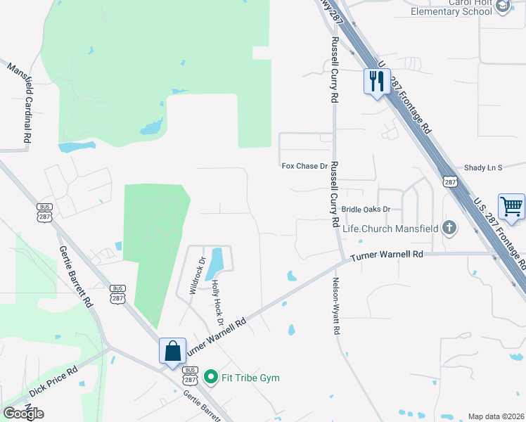 map of restaurants, bars, coffee shops, grocery stores, and more near 8001 Storie Road in Arlington