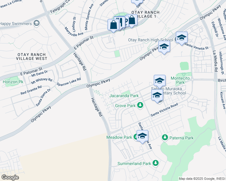 map of restaurants, bars, coffee shops, grocery stores, and more near 1555 State Street in Chula Vista