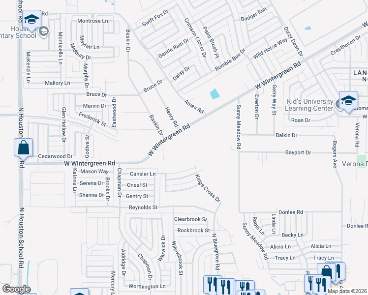 map of restaurants, bars, coffee shops, grocery stores, and more near 1531 West Wintergreen Road in Lancaster
