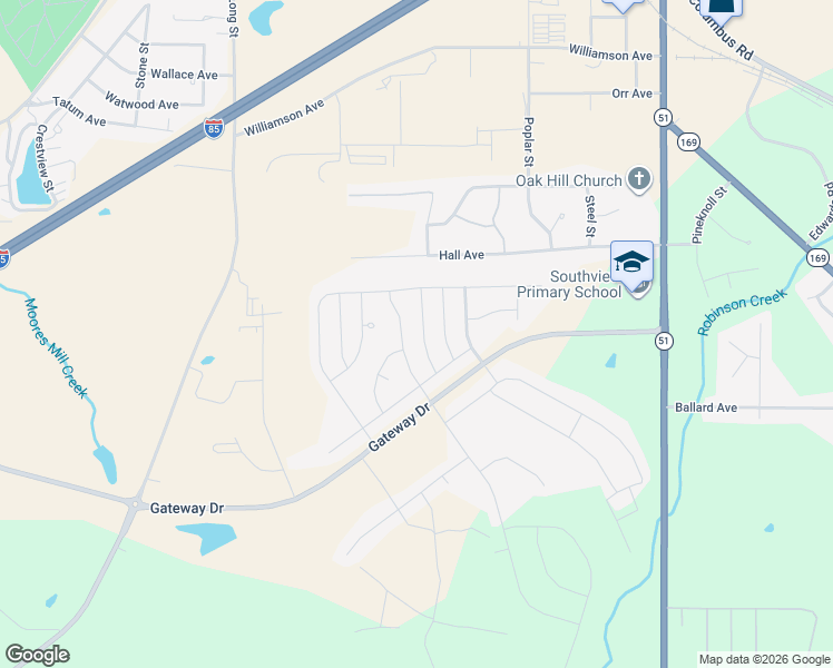 map of restaurants, bars, coffee shops, grocery stores, and more near 2716 Tara Court in Opelika