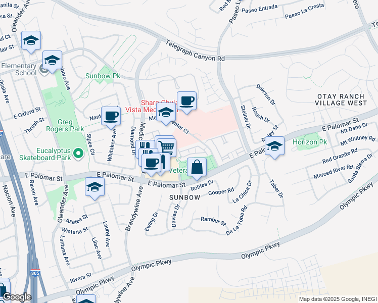 map of restaurants, bars, coffee shops, grocery stores, and more near 754 Callecita Aquilla Sur in Chula Vista