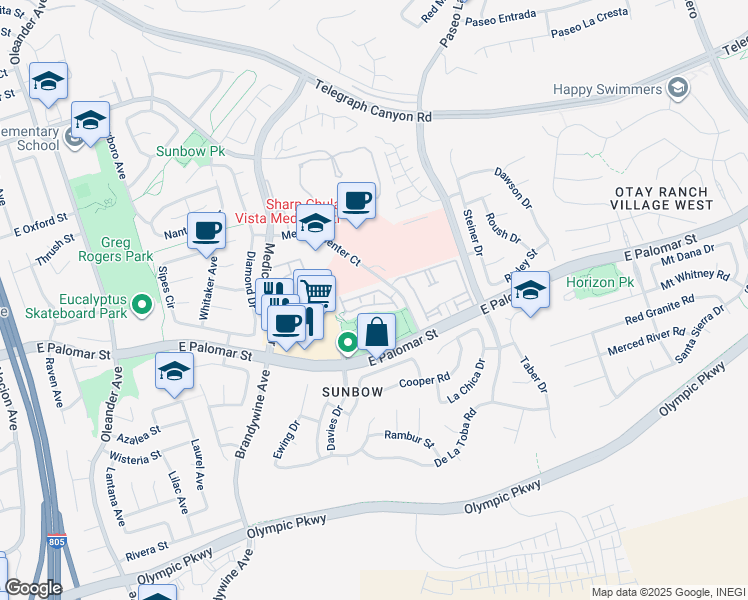 map of restaurants, bars, coffee shops, grocery stores, and more near 774 Callecita Aquilla Sur in Chula Vista