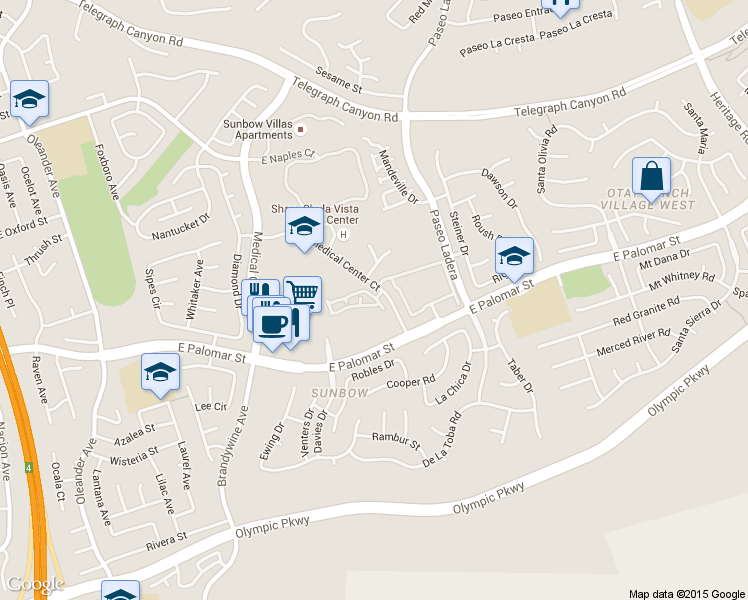 map of restaurants, bars, coffee shops, grocery stores, and more near 747 Caminito Valiente in Chula Vista