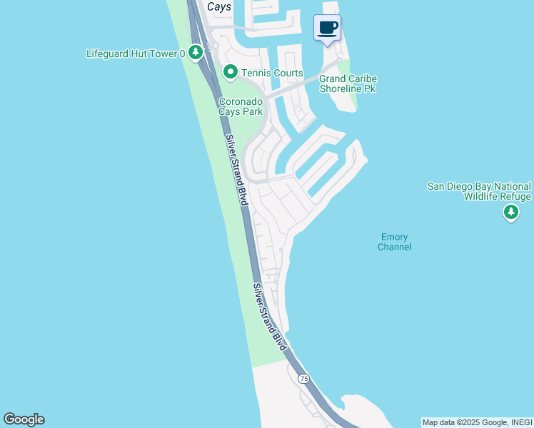 map of restaurants, bars, coffee shops, grocery stores, and more near 28 Bridgetown Bend in Coronado