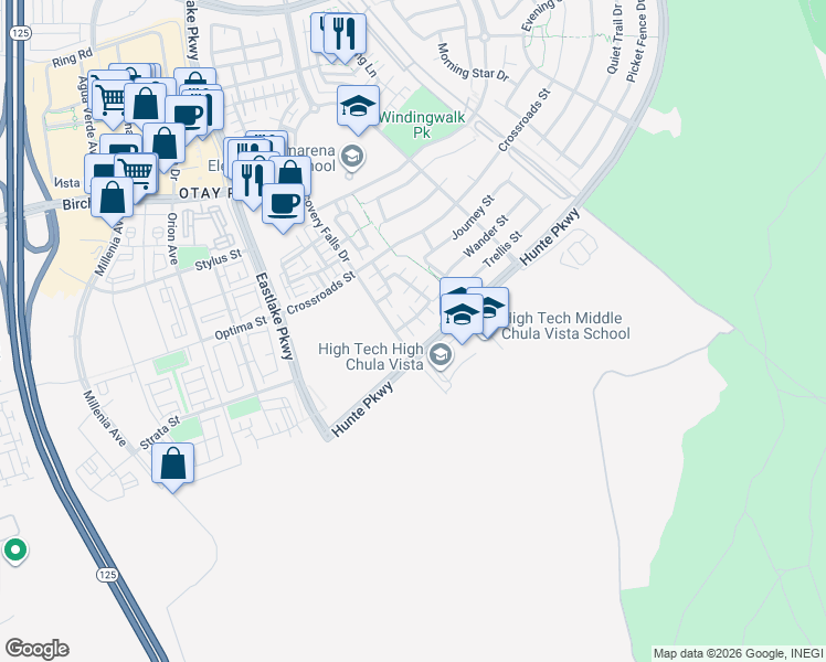 map of restaurants, bars, coffee shops, grocery stores, and more near in Chula Vista