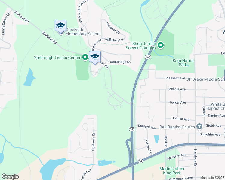 map of restaurants, bars, coffee shops, grocery stores, and more near 2118-2168 Richland Road in Auburn