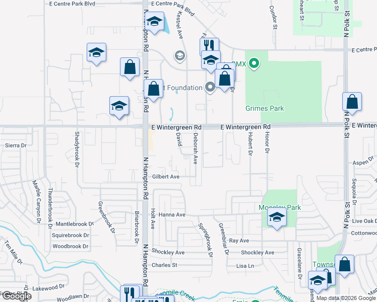 map of restaurants, bars, coffee shops, grocery stores, and more near David Ave in DeSoto