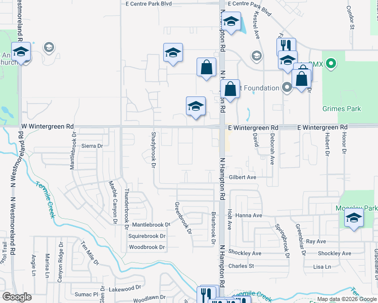map of restaurants, bars, coffee shops, grocery stores, and more near 212 West Wintergreen Road in DeSoto