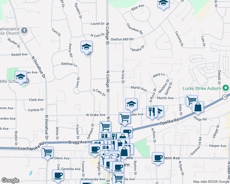 map of restaurants, bars, coffee shops, grocery stores, and more near 578 Heritage Court in Auburn