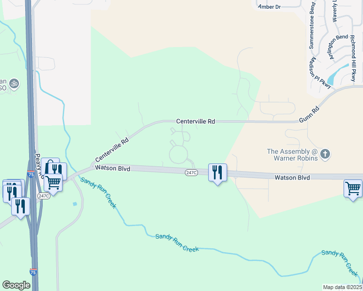 map of restaurants, bars, coffee shops, grocery stores, and more near 9000 Watson Boulevard in Byron