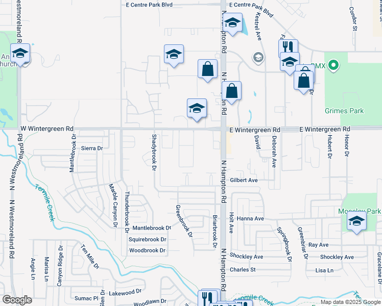 map of restaurants, bars, coffee shops, grocery stores, and more near 212 West Wintergreen Road in DeSoto
