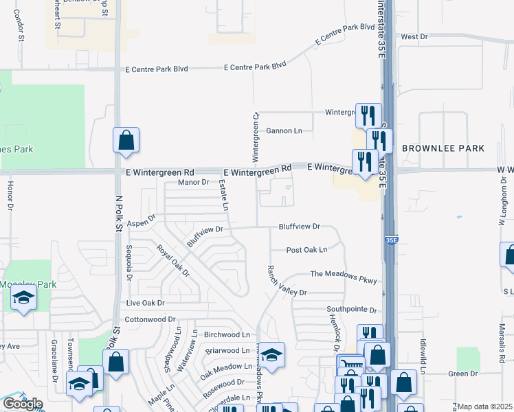 map of restaurants, bars, coffee shops, grocery stores, and more near 1469 Ranch Valley Drive in DeSoto