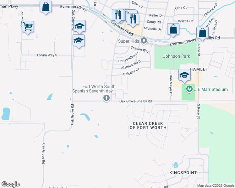 map of restaurants, bars, coffee shops, grocery stores, and more near 9417 Michael Drive in Fort Worth