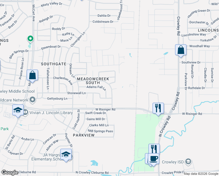 map of restaurants, bars, coffee shops, grocery stores, and more near 2529 Carolina Drive in Fort Worth