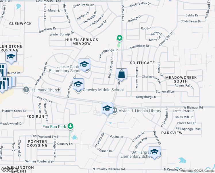map of restaurants, bars, coffee shops, grocery stores, and more near 3525 Clearbrook Drive in Fort Worth
