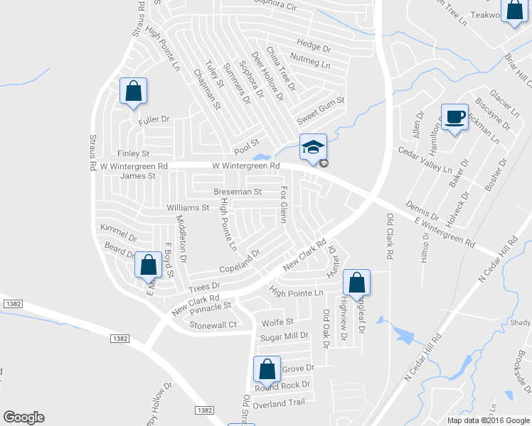 map of restaurants, bars, coffee shops, grocery stores, and more near 209 Williams Street in Cedar Hill