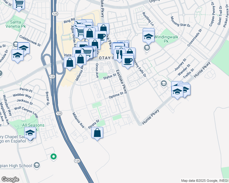 map of restaurants, bars, coffee shops, grocery stores, and more near 2072 Foxtrot Loop in Chula Vista