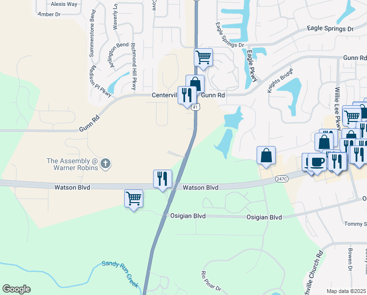 map of restaurants, bars, coffee shops, grocery stores, and more near 3421 U.S. 41 in Byron
