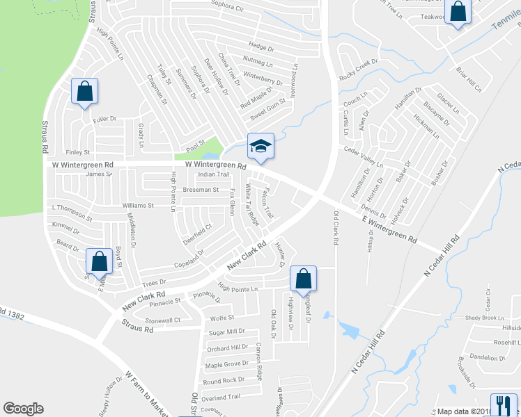 map of restaurants, bars, coffee shops, grocery stores, and more near 1319 Falcon Trail in Cedar Hill