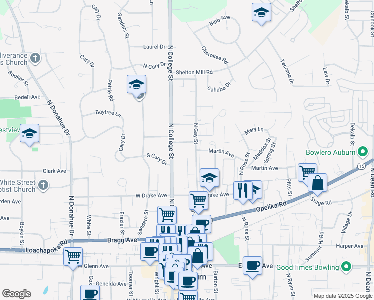 map of restaurants, bars, coffee shops, grocery stores, and more near 578 Heritage Court in Auburn