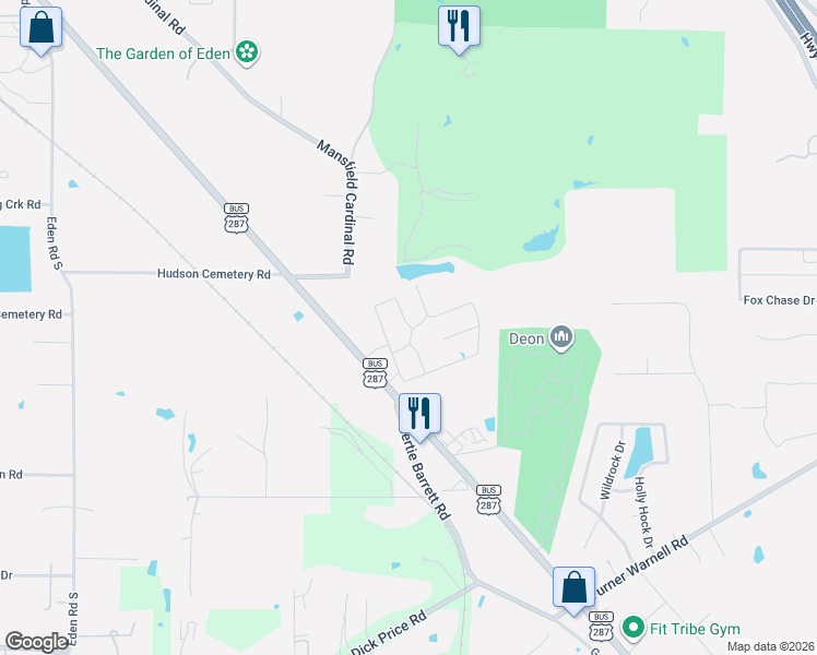 map of restaurants, bars, coffee shops, grocery stores, and more near 7811 Links Drive in Arlington